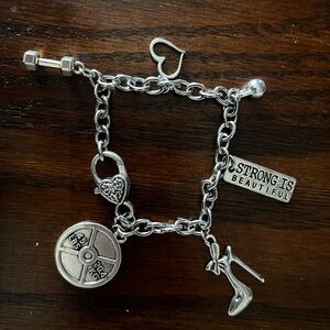Silver Fitness Charm Bracelet Gym